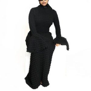 Modest Muslim Maxi Dress Popcorn Textured - M